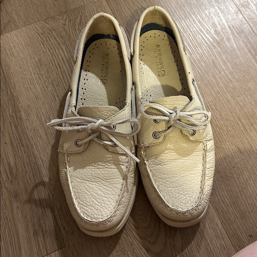 Sperry Top-sider Authentic Original Ice Beige Leather Lace Up Boat Shoe 9195041